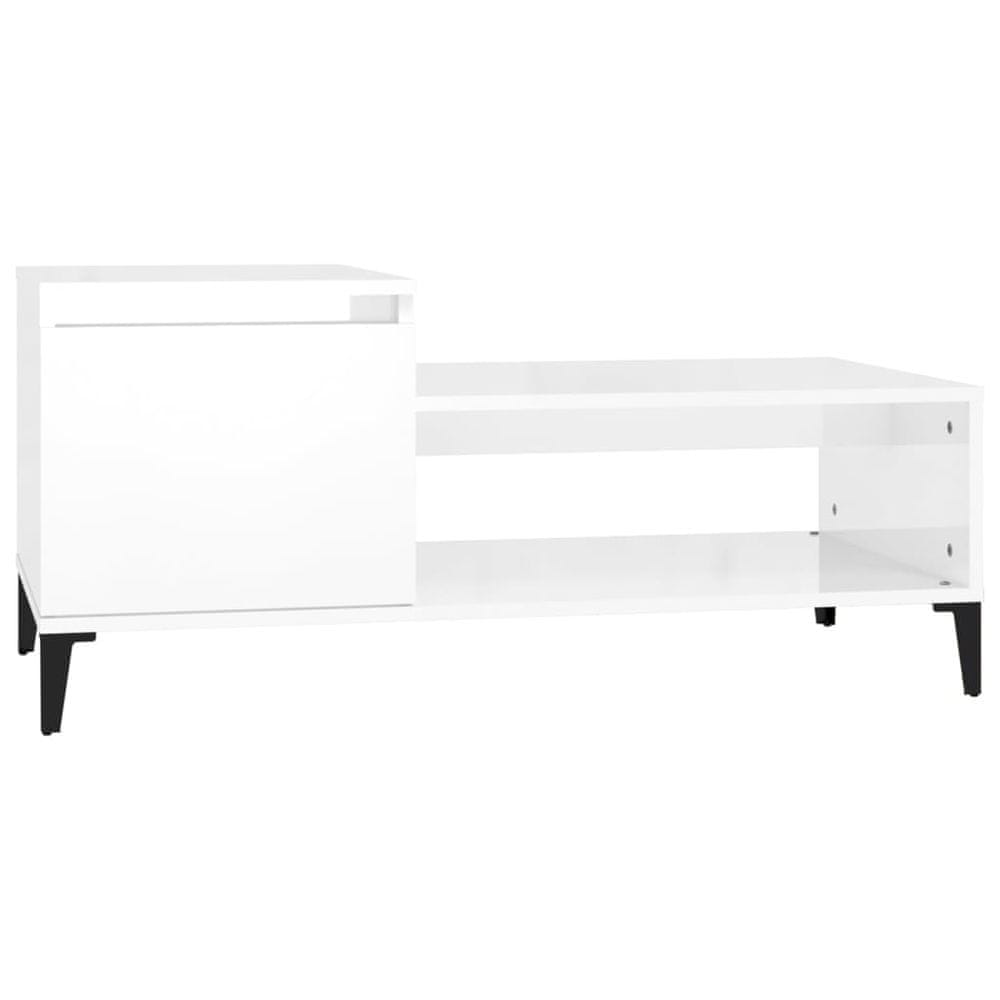 Vidaxl Konferenčný stolík lesklý biely 100x50x45 cm spracované drevo